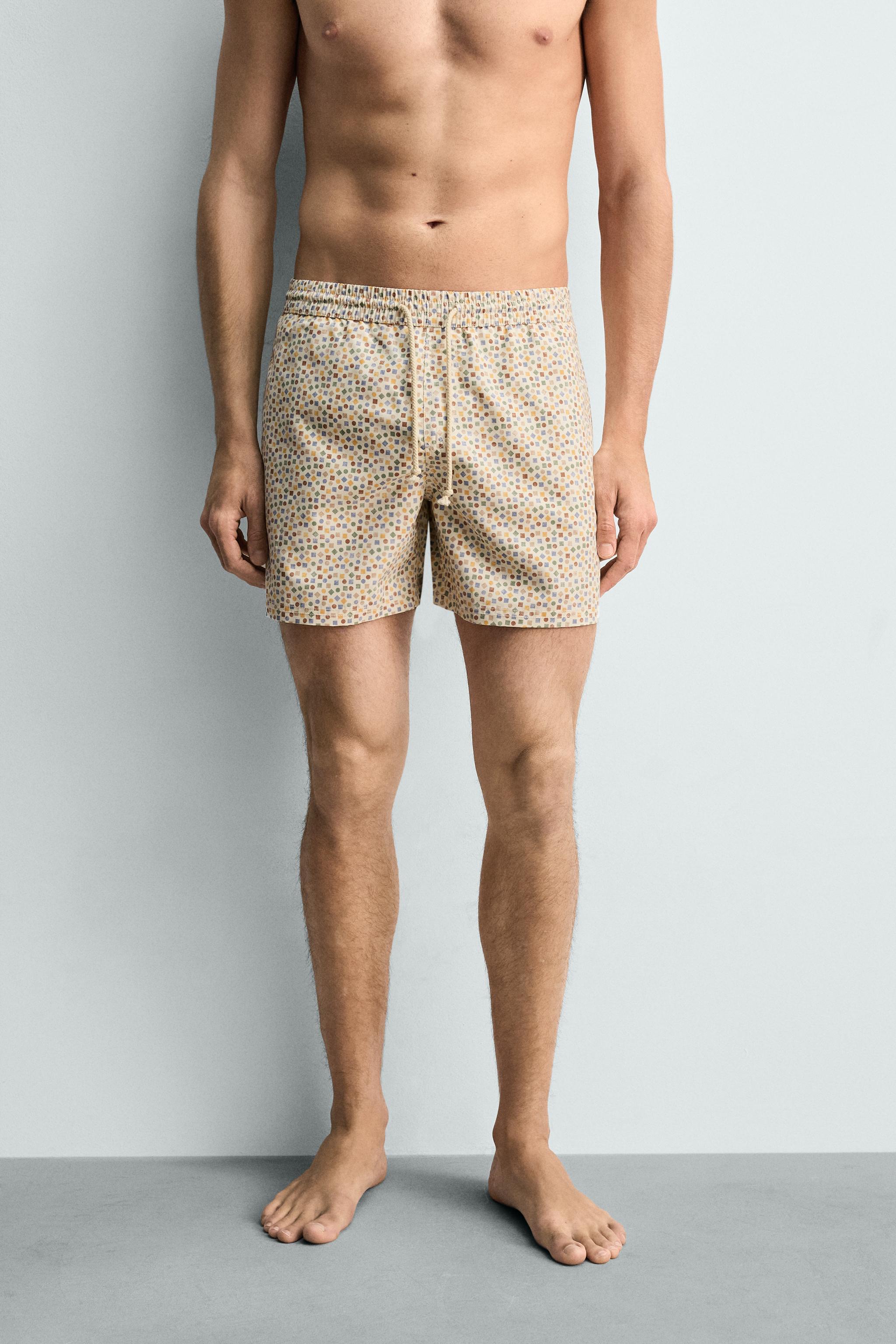 MID-LENGTH GEOMETRIC PRINT SWIMSUIT